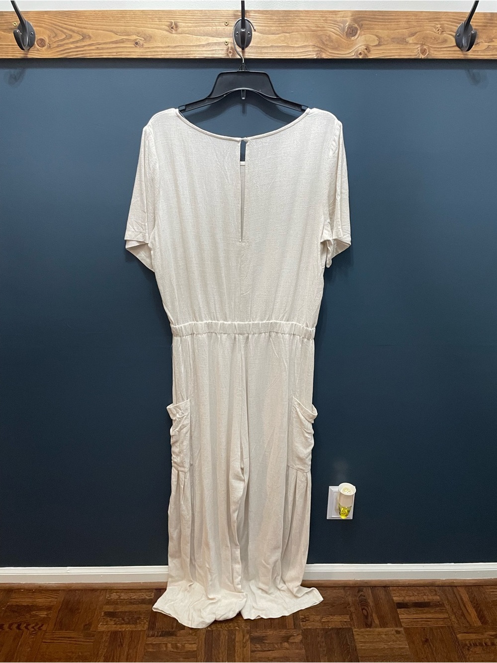 Women's Cream Short-Sleeve Jumpsuit Dress